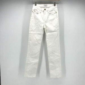 FRAME Le High Straight Jean Womens 24 White Denim Flat Front Cotton Stretch